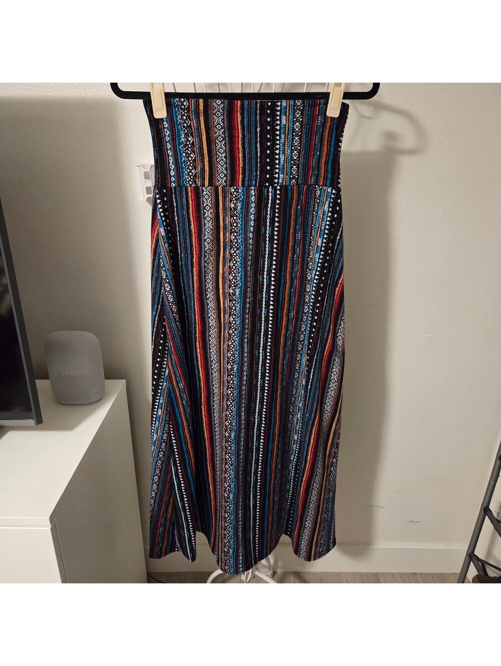 Urban Coco Striped Pattern Maxi Skirt with Elastic Waistband